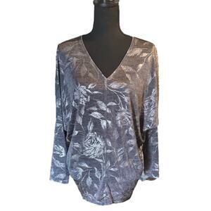 White House Black Market Silver Gray Dolman Sleeve Blouse Size S